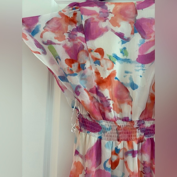 DKNY Flutter Sleeve Smocked Midi Dress – Size 8 Brand new - Picture 3 of 12